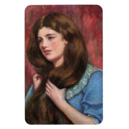 美しい長い茶色の髪の女の子 マグネット