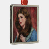 美しい長い茶色の髪の女の子 メタルオーナメント (右)