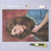 美しい長い茶色の髪の女の子 薄葉紙 (クラフト)