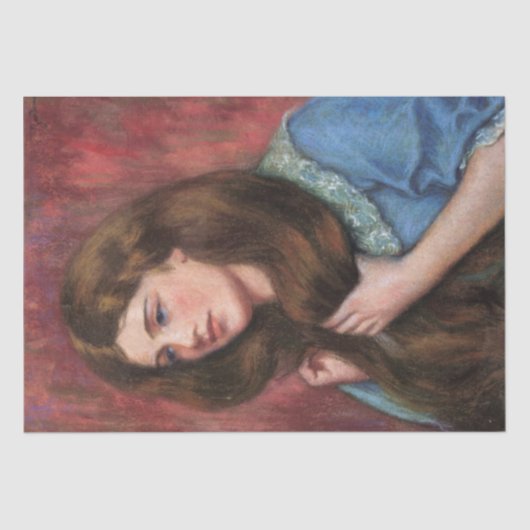 美しい長い茶色の髪の女の子 薄葉紙 (正面)