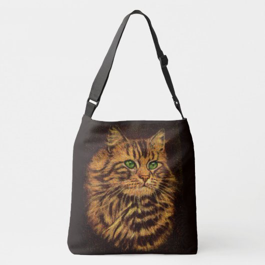 美しい長毛のタビー猫プリント クロスボディバッグ (裏面)