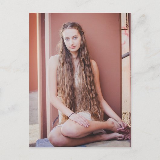 美しい長髪の自然美しい ポストカード (正面)