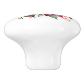 美しい開花の赤と白バラ セラミックノブ (側面)