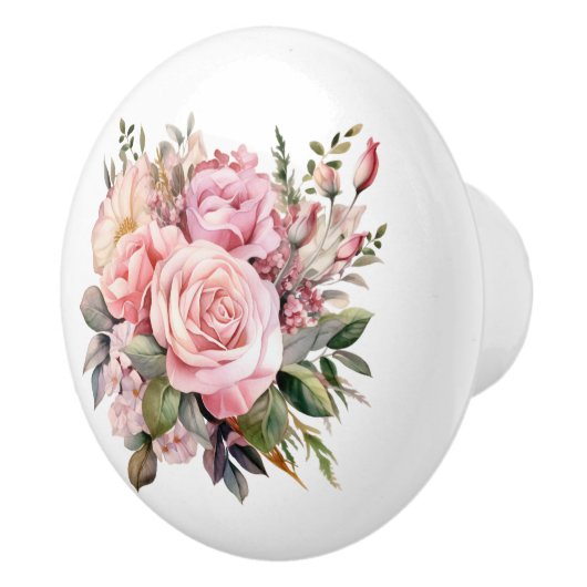 美しい開花ズオブピンクローズ セラミックノブ (右)