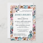 美しい開花フローラ春ブライダルシャワー 招待状 (正面)