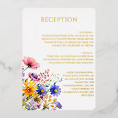 美しい開花ワイルドフラワーウェディングレセプション 箔招待状 (正面)