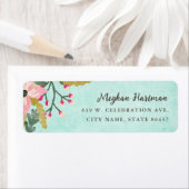 美しい開花差出人住所ラベル/アクア ラベル (インサイチュ)