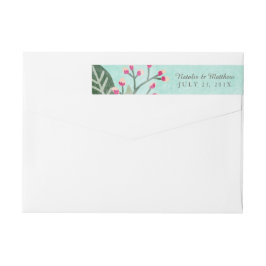 美しい開花結婚の周回ラベル/アクア ラップアラウンドラベル