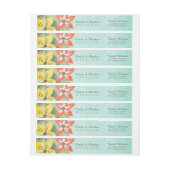 美しい開花結婚の周回ラベル/アクア ラップアラウンドラベル (シート)