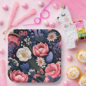 美しい開花、カラフルパターン、 ペーパープレート (パーティー)