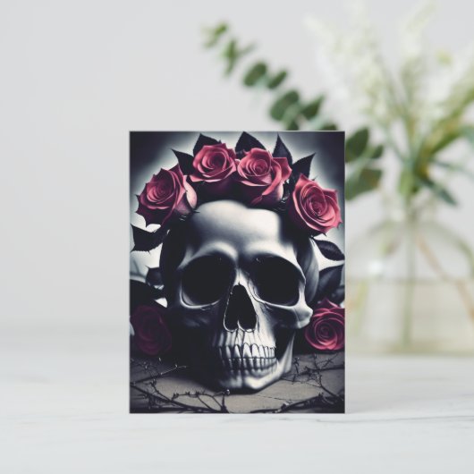 美しい闇とゴシックのバラスカルポスター ポストカード (スタンド正面)