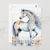 美しい雄大な馬のイラスト ポストカード (正面/裏面)