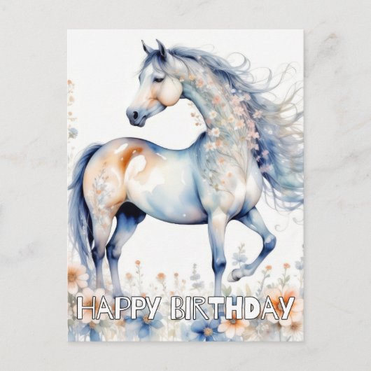 美しい雄大な馬のイラスト ポストカード (正面)