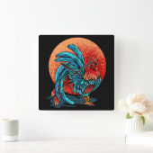 美しい雄鶏 スクエア壁時計 (ホーム)