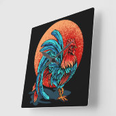 美しい雄鶏 スクエア壁時計 (傾斜)