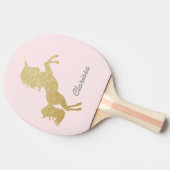 美しい雛のガーリー金ゴールドグリッターユニコーン 卓球ラケット (横)