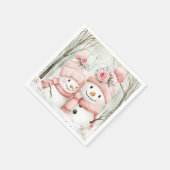 美しい雪だるまの母親とベビーのナプキン スタンダードカクテルナプキン (角)