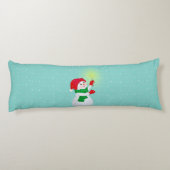 美しい雪だるまオンライトティール（緑がかった色）抱き枕 ボディピロー (裏面)