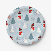 美しい雪だるまクリスマスツリークリスマスパーティー ペーパープレート (正面)