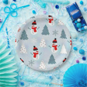 美しい雪だるまクリスマスツリークリスマスパーティー ペーパープレート (パーティー)