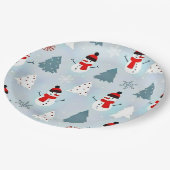 美しい雪だるまクリスマスツリークリスマスパーティー ペーパープレート (アングル)