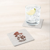 美しい雪だるまスケッチコースターセット スクエアペーパーコースター (インサイチュ)