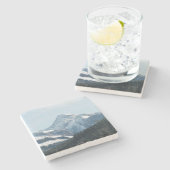 美しい雪に覆われた山 ストーンコースター (横)