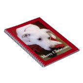 美しい雪のような白い子犬のクリスマス 赤 ノートブック (右側)