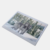 美しい雪のアイルランドのウルフハウンドのシーン ドアマット (アングル)