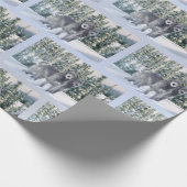 美しい雪のアイルランドのウルフハウンドのシーン ラッピングペーパー (角)