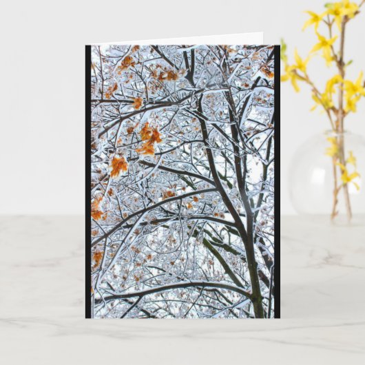 美しい雪のシーンアニー大事な行事 カード (黄色い花)