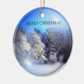 美しい雪の写真 セラミックオーナメント (左)
