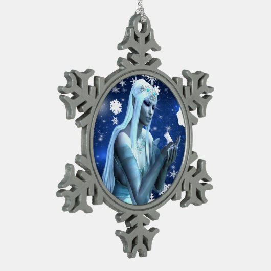 美しい雪の女王 スノーフレークピューターオーナメント (左)