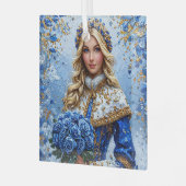 美しい雪の少女 ガラスオーナメント (正面左)