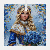 美しい雪の少女 ガラスオーナメント (裏面)