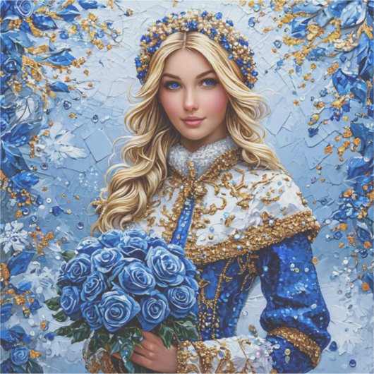 美しい雪の少女 シール (正面)