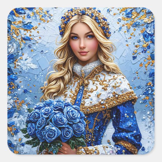 美しい雪の少女 スクエアシール (正面)