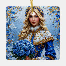 美しい雪の少女 セラミックオーナメント