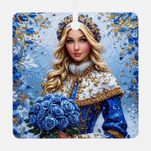 美しい雪の少女 メタルオーナメント (正面)