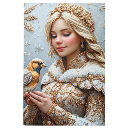 美しい雪の少女 メタルプリント