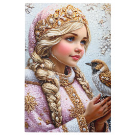 美しい雪の少女 メタルプリント