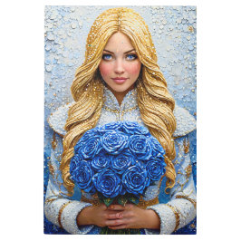 美しい雪の少女 メタルプリント