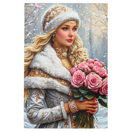 美しい雪の少女 メタルプリント