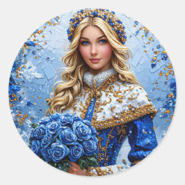 美しい雪の少女 ラウンドシール