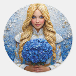 美しい雪の少女 ラウンドシール