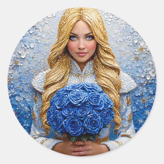 美しい雪の少女 ラウンドシール (正面)