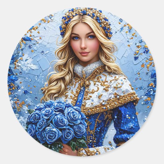 美しい雪の少女 ラウンドシール (正面)