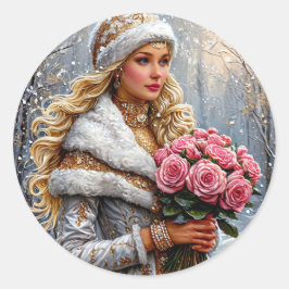 美しい雪の少女 ラウンドシール