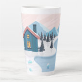 美しい雪の景色 カフェラテマグ (正面)