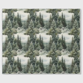 美しい雪の松の森クリスマス ラッピングペーパー (フラット)